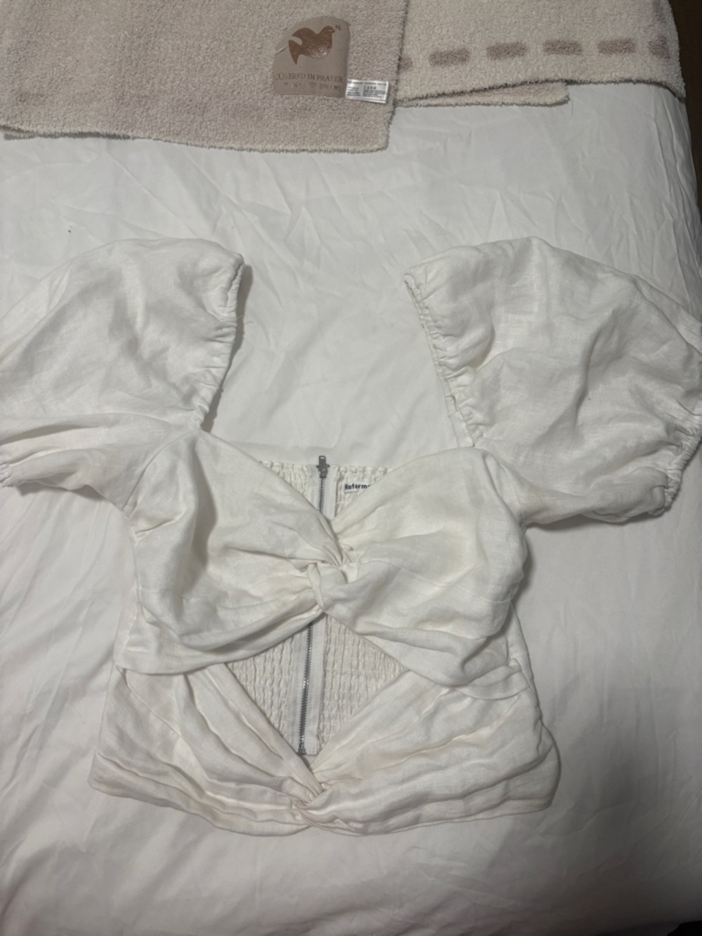 REFORMATION Linen Cutout Top